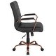 Offex Mid Back Black Leather Executive Swivel Office Chair With Rose 