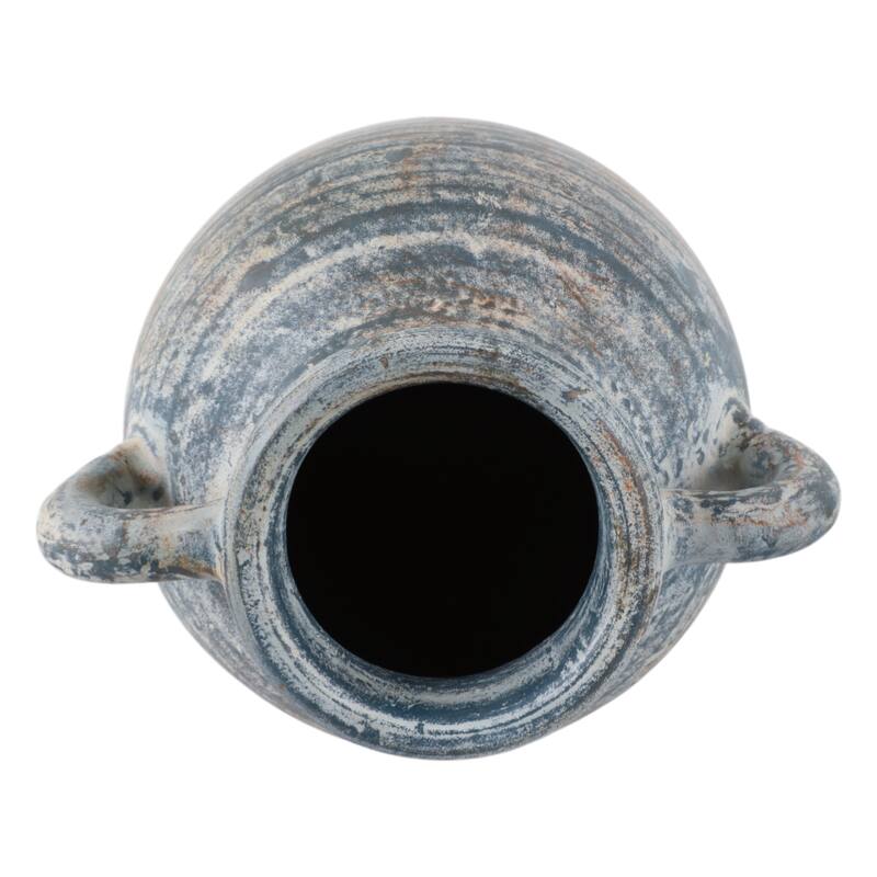 Handcrafted Terracotta Pottery Vase with Amphora Shape and Handles