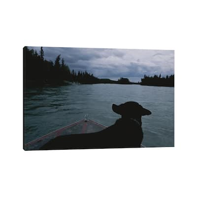iCanvas "A Black Labrador Dog Travels Up The Kenai River On A Boat's Bow II" by Joel Sartore Canvas Print