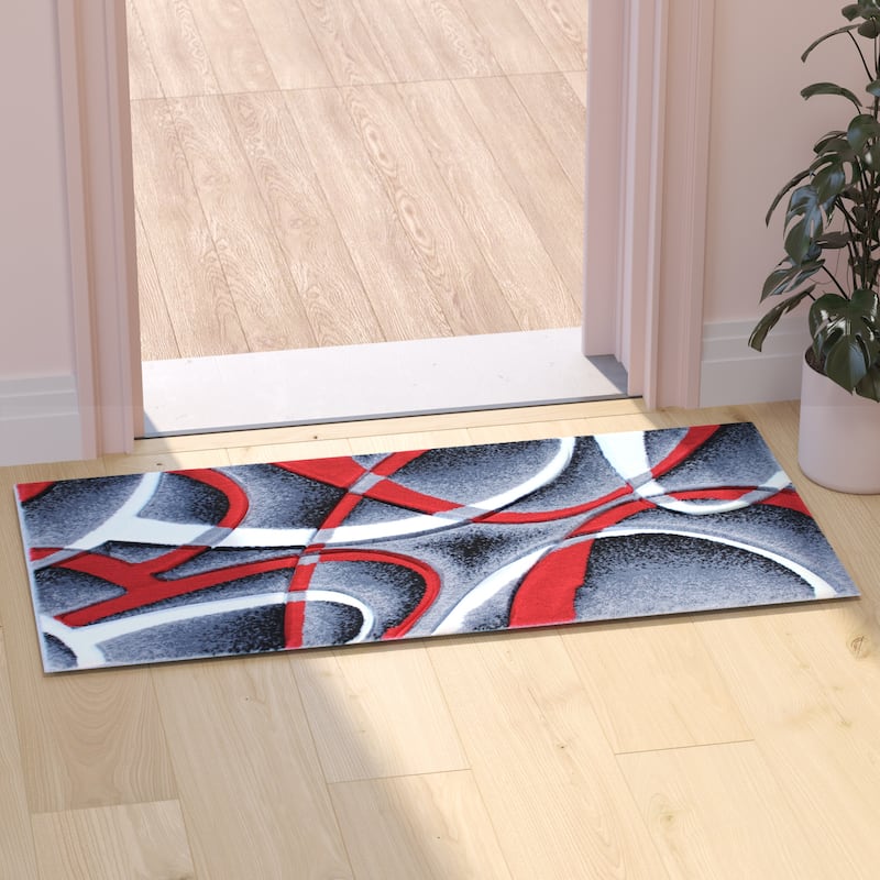 Modern Ribboned Design High-Low Pile Abstract Area Rug