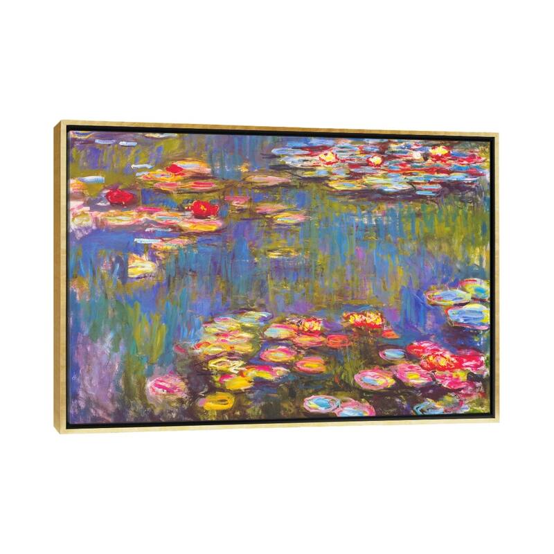 iCanvas "Water Lilies, 1916" by Claude Monet Framed Canvas Print - Gold - 18x26
