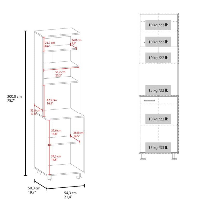 Freestanding White Pantry Storage Cabinet with Doors, 78.7" Tall Kitchen Organizer for Food, Dishes, and Appliances