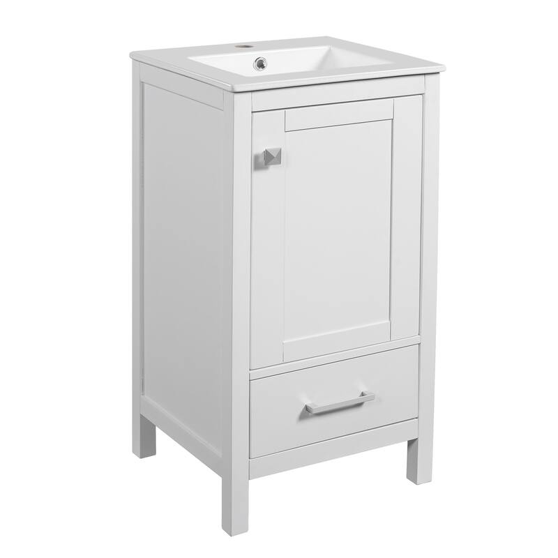 Modern Bathroom Vanity with Ceramic Sink - Soft-Close Drawers, Door Organizer, Divider Drawer