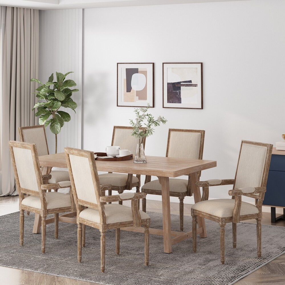 Beige dining chairs set of sales 6