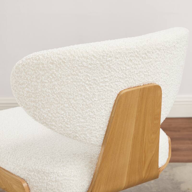 Art Leon Wood and Fabric Swivel Armless Accent Lounge Chair