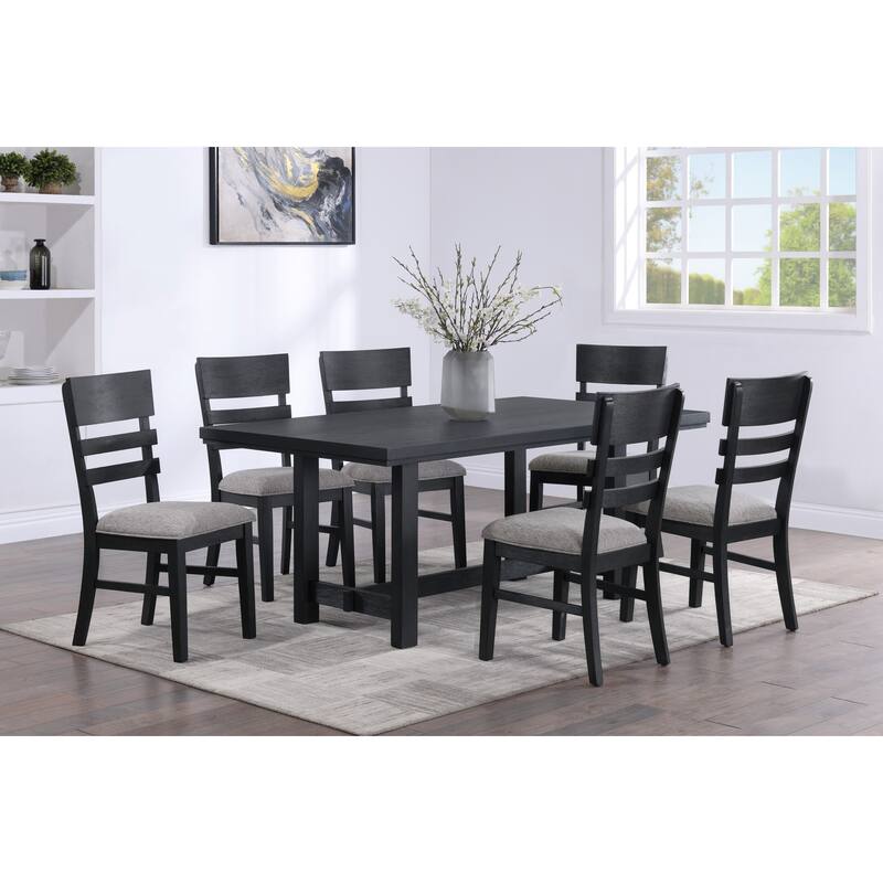 2pc Contemporary Transitional Style Side Chair,Upholstery Seat Ladder Back Dining Chair