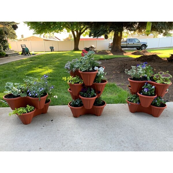 Top Product Reviews For Stacking Flower Pot Tower Space Saving Set Of 3 Indoor Outdoor Vertical Stackable Pure Garden 13 X 13 5 X 5 11606613 Overstock