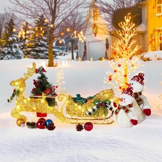 Gold Reindeer and Sleigh Set for Christmas Decorations - Bed Bath ...
