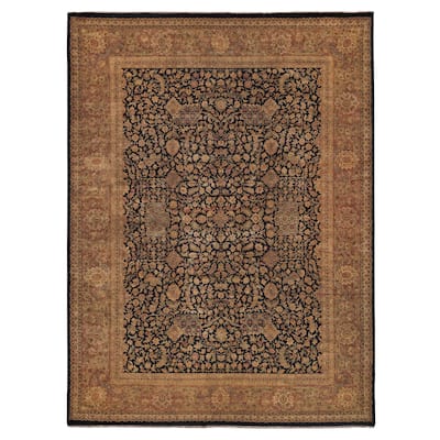 EXQUISITE RUGS ONE-OF-A-KIND Rare And Intricate Agra Hand Knotted Black Rug - 15'4"x20'4"