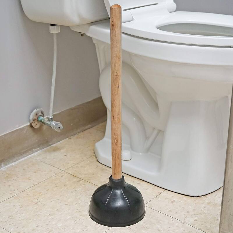 Heavy Duty Toilet & Sink Bathroom Plunger with Wooden Handle - Set of 2 - 2 Piece Set