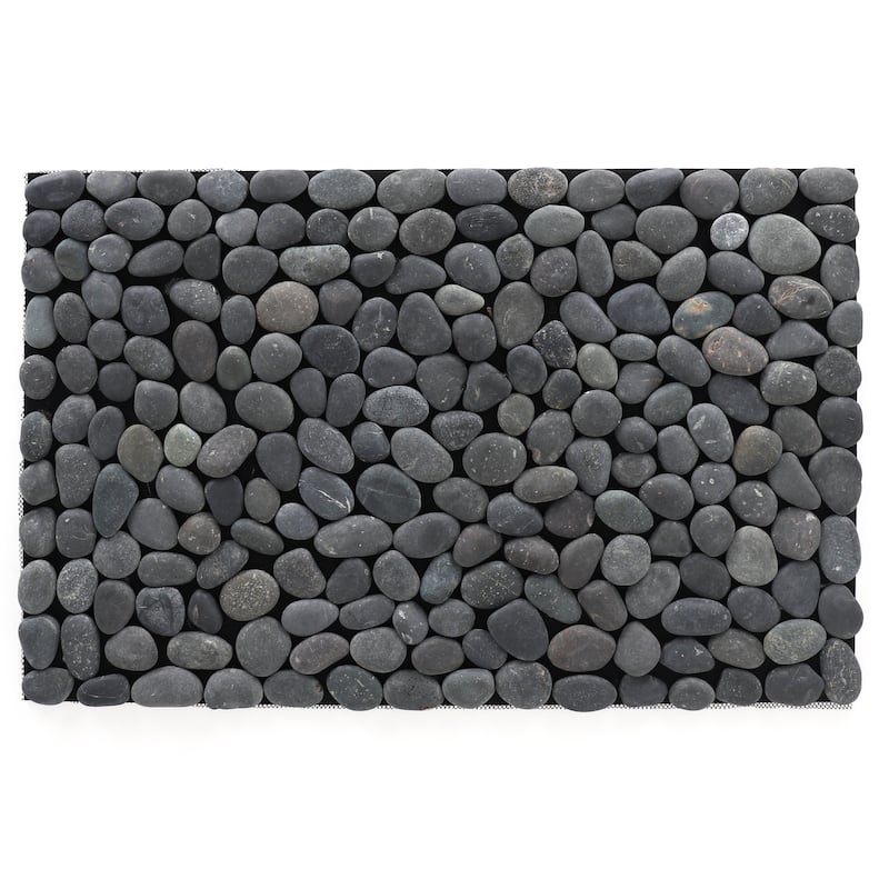 Brook Branch Real Stone Pebble Mat - 19 x 29 - Matte Black