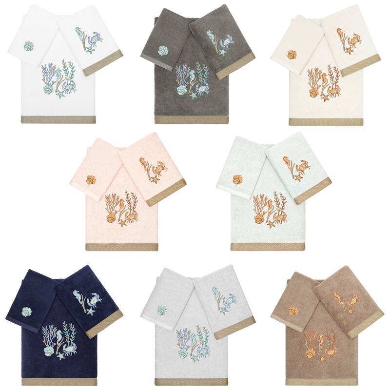 Authentic Hotel and Spa Turkish Cotton Aaron 3PC Embellished Towel Set