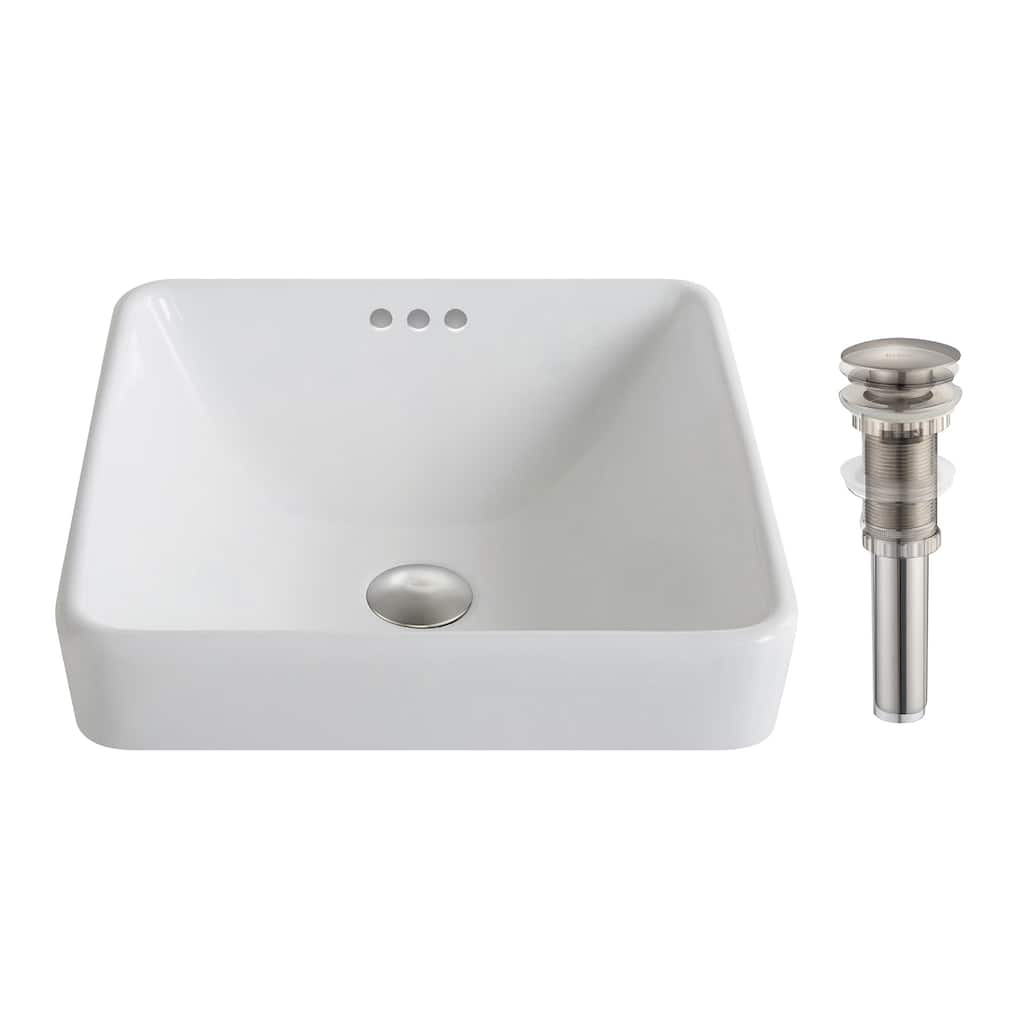 Kraus Elavo 16-1/4" Vitreous China Drop In Bathroom Sink with Overflow