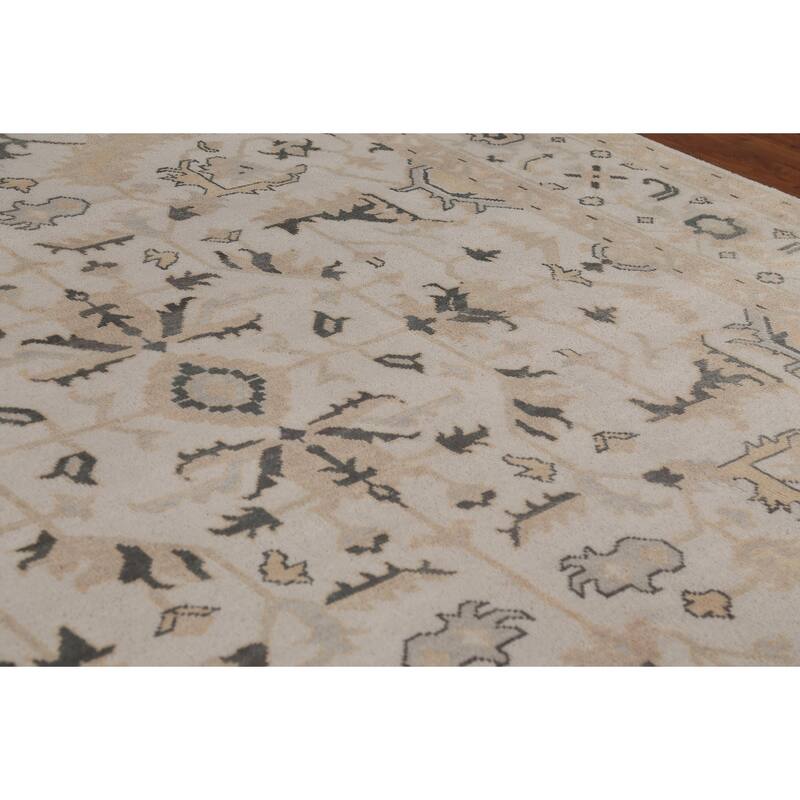 All-Over Floral Oushak Indian Area Rug Handmade Wool Carpet - 9'0" x 11'9"