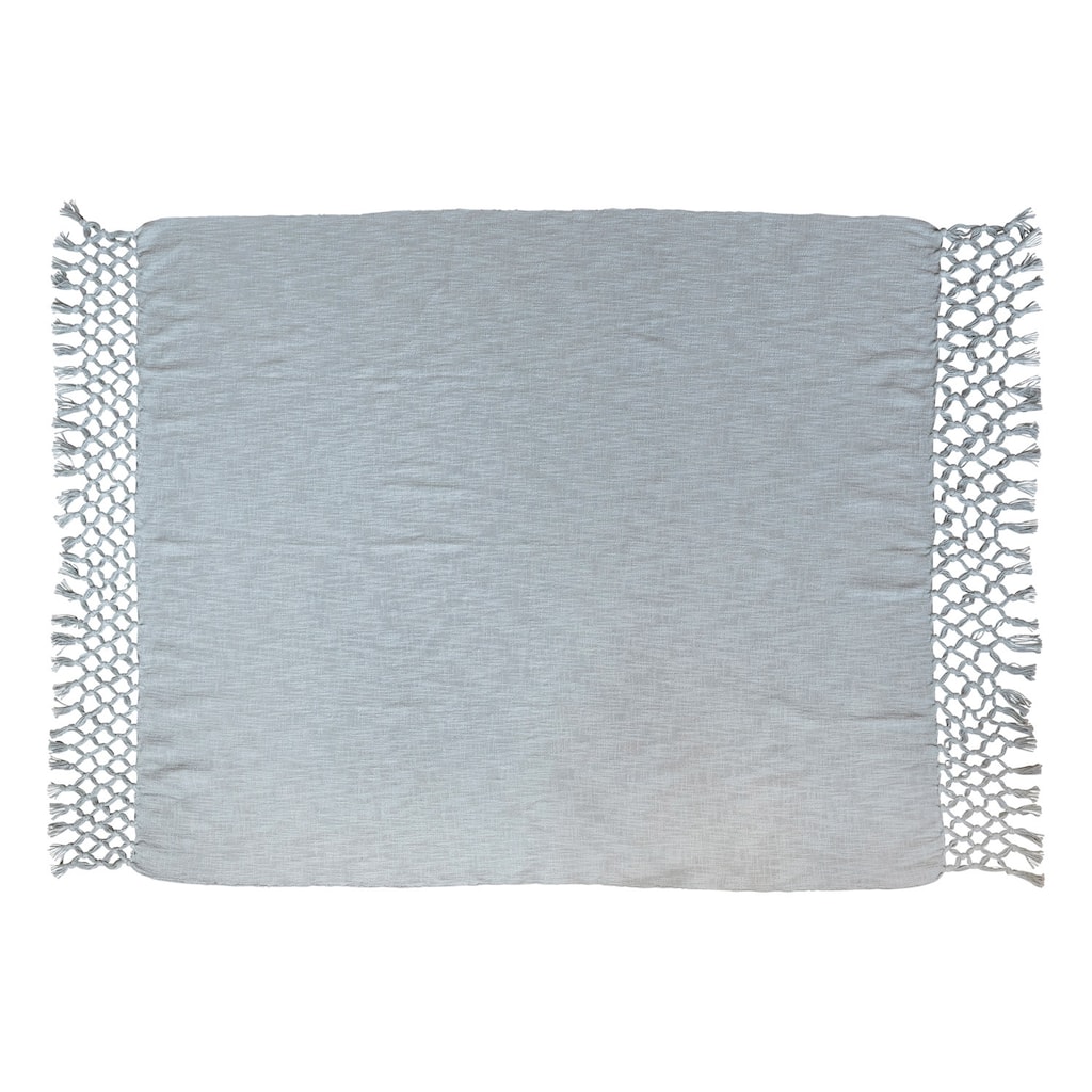 Woven Cotton Throw with Crochet and Fringe