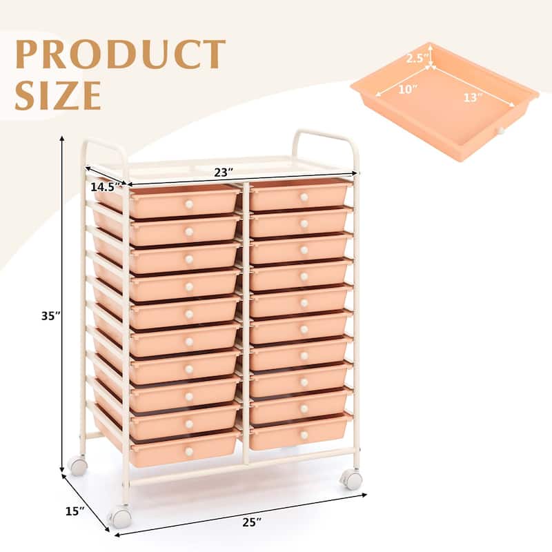 Costway 20 Drawers Rolling Cart Storage Scrapbook Paper Studio - See Details