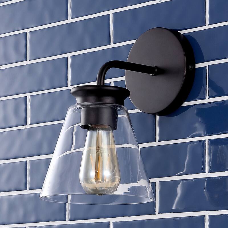 Kondo 6.38" Modern Farmhouse Iron LED Vanity, Oil Rubbed Bronze/Clear by JONATHAN Y