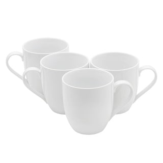 Everyday White Porcelain Mug Set of 4, Dishwasher/Microwave/Oven