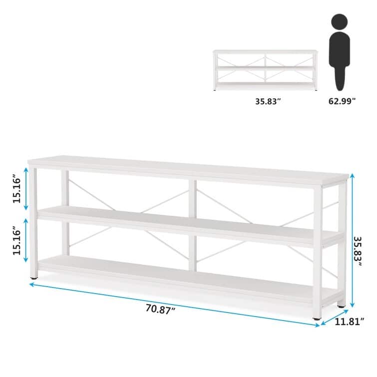 70.9 inch Narrow Console Table Sofa Tablewith 3-Tier Shelves