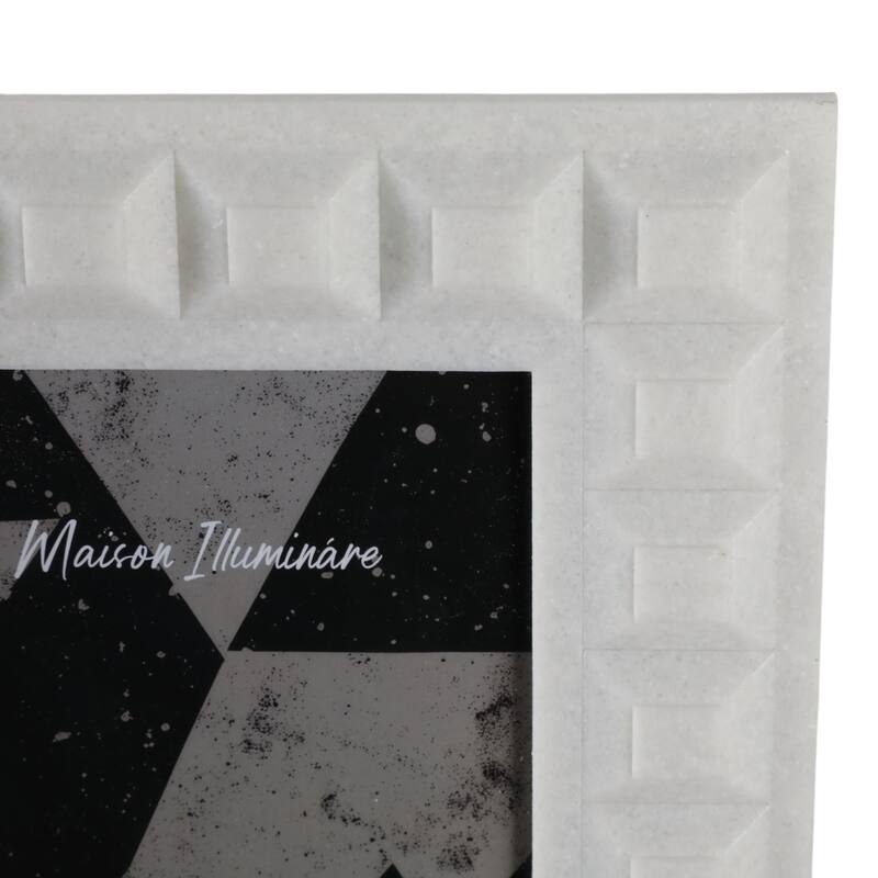 Resin Block Border Decorative Photo Frame - White