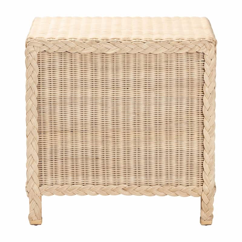 Lanica Japandi Sun Bleached Rattan 3-Drawer Nightstand