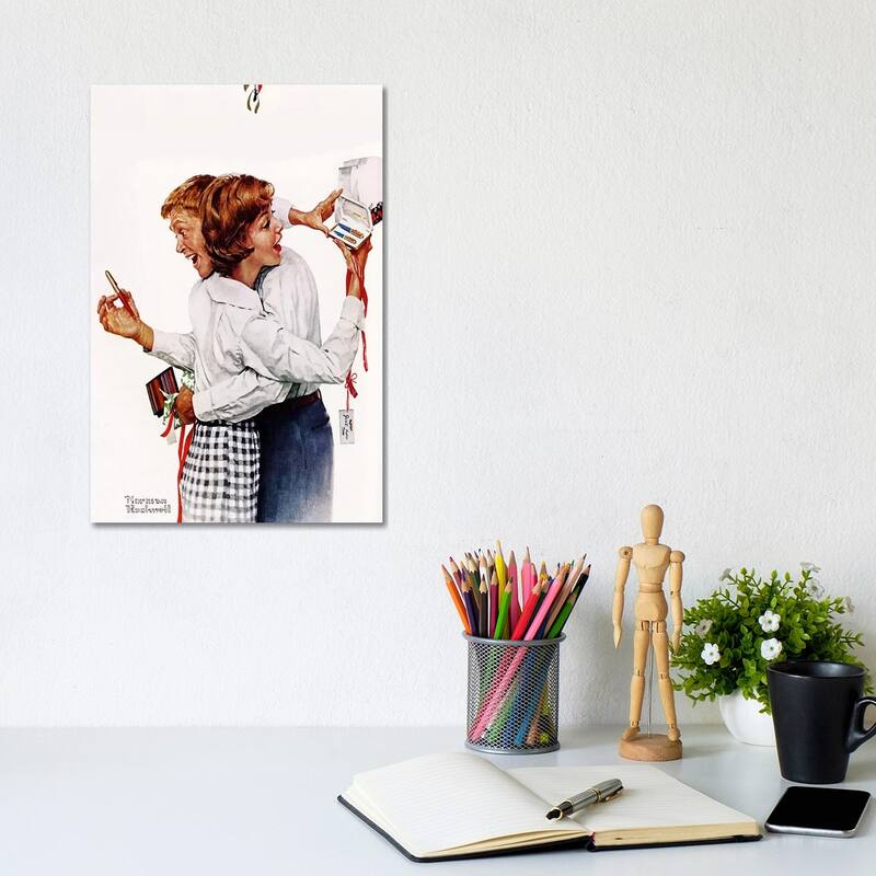 iCanvas "They Gave Each Other a Parker 61 Pen" by Norman Rockwell Canvas Print - 12x8x0.75