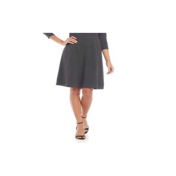 Nine West Women's 3/4 Sleeve Pearl Embellished A Line Sweater Dress Gray  Size Medium - Bed Bath & Beyond - 40560620
