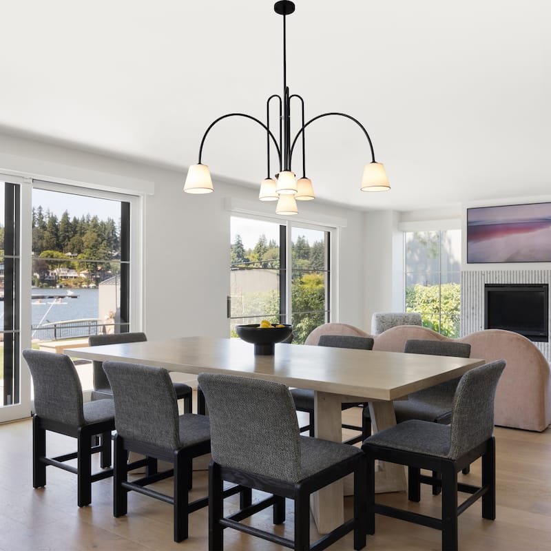 Bella Depot 40" 6-Light Black Metal Chandelier Adjustable Pendant Light for Dining Room Bedroom