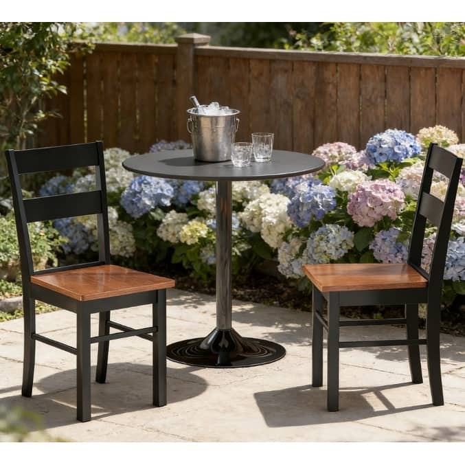 GDFStudio Outdoor Aurelia Rubberwood Dining Chairs with Open Back Set of 2