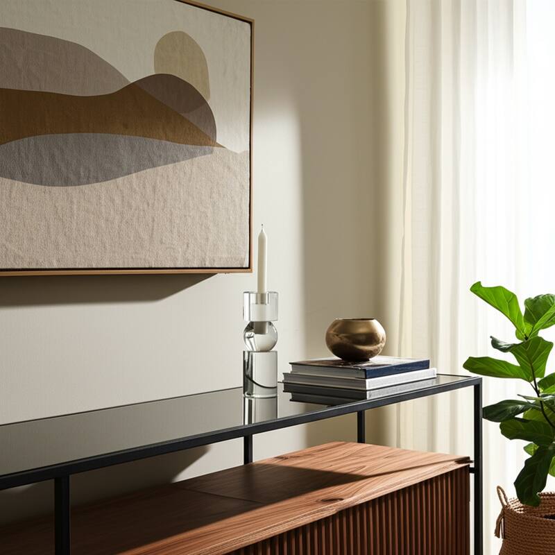 Glass Crystal Pillar and Taper Candle Holder Modern Glam Design