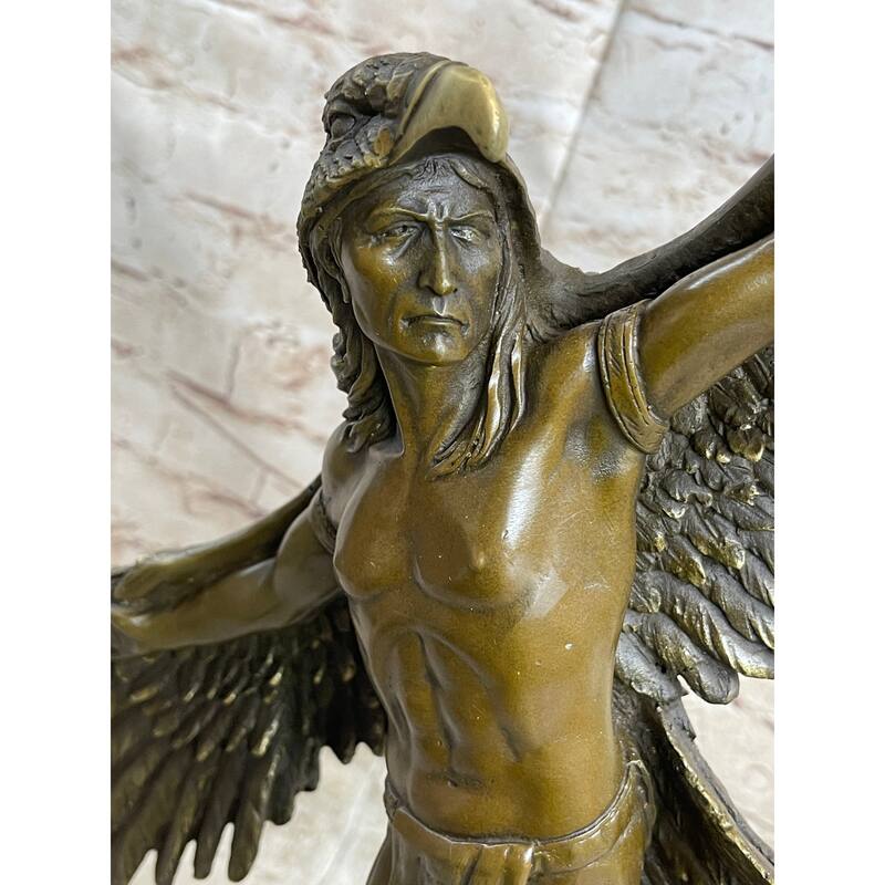 Winged Native American Indian Eagle Bird Art Legend Shaman Bronze Marble Base