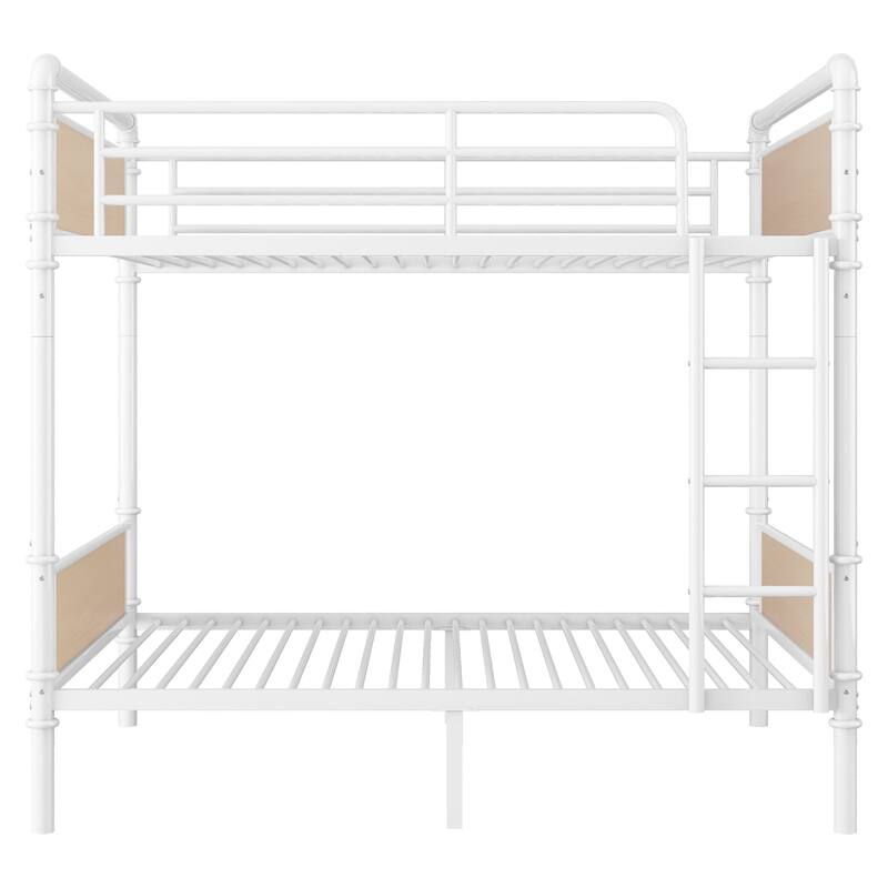 Twin XL Over Twin XL Metal Bunk Bed with Detachable Design, Safety Guard Rails and Storage Space