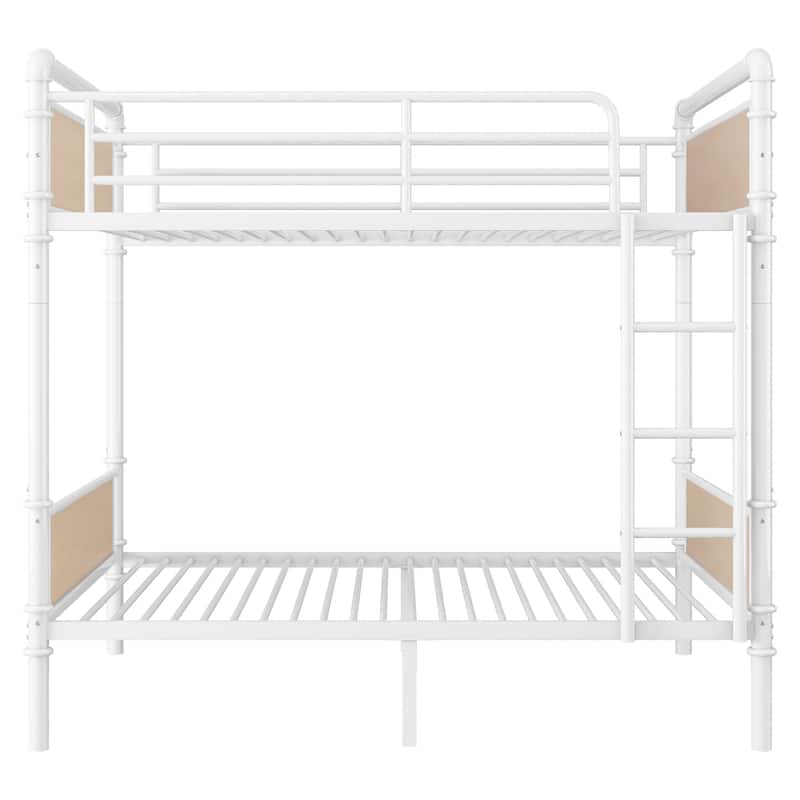 Twin XL over Twin XL Bunk Bed, Convertible Iron Bunk Bed Frame, Heavy Duty Metal Bunk Bed Frame, Divided Into 2 Individual Beds