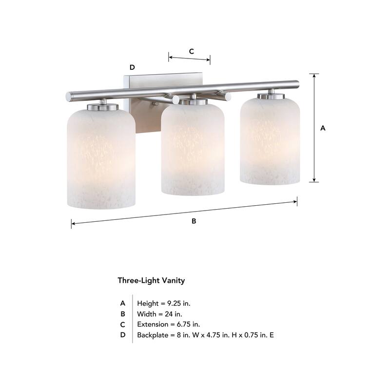Bluestone Ridge 24 in. 3-Light Brushed Nickel Vanity Wall Light for Bathrooms - 5
