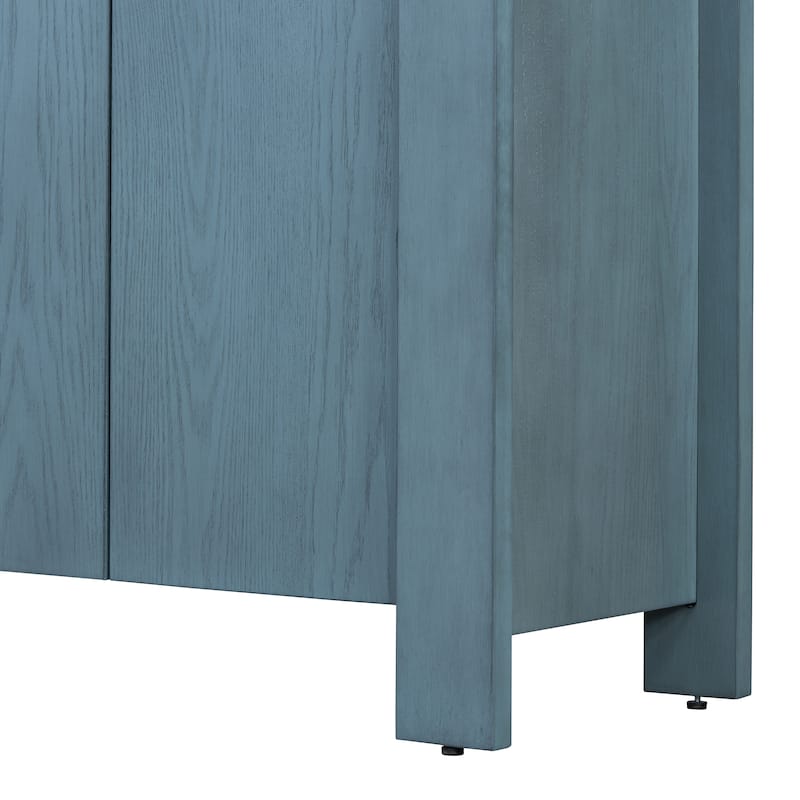 Buffet Cabinet with Storage, 4-Door Retro Wood Sideboard with Distressed Finish and Adjustable Shelves