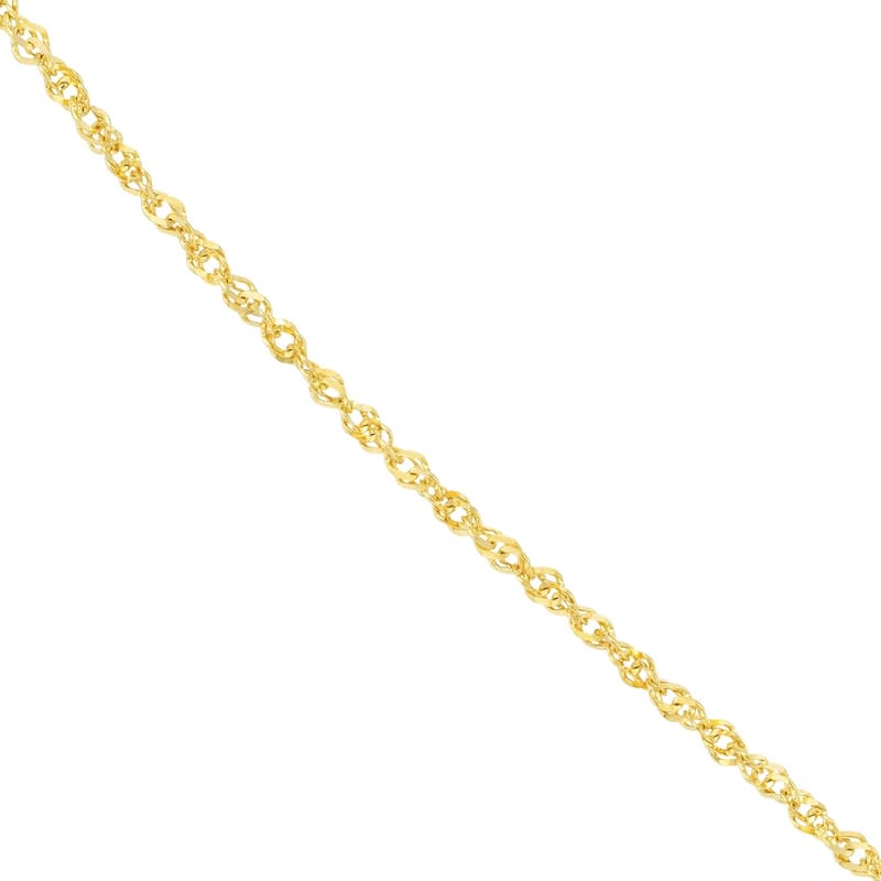 Curata 14k Yellow Gold 1.5mm Diamond Singapore Chain Necklace (Lobster)