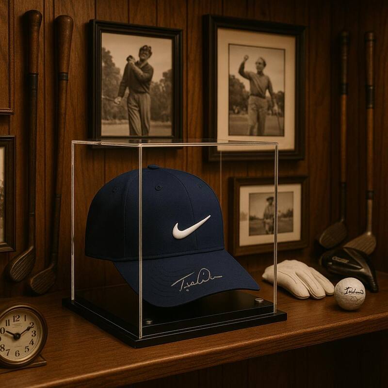 OnDisplay Deluxe Acrylic UV-Protected Baseball Hat/Helmet Display Case - Black Base