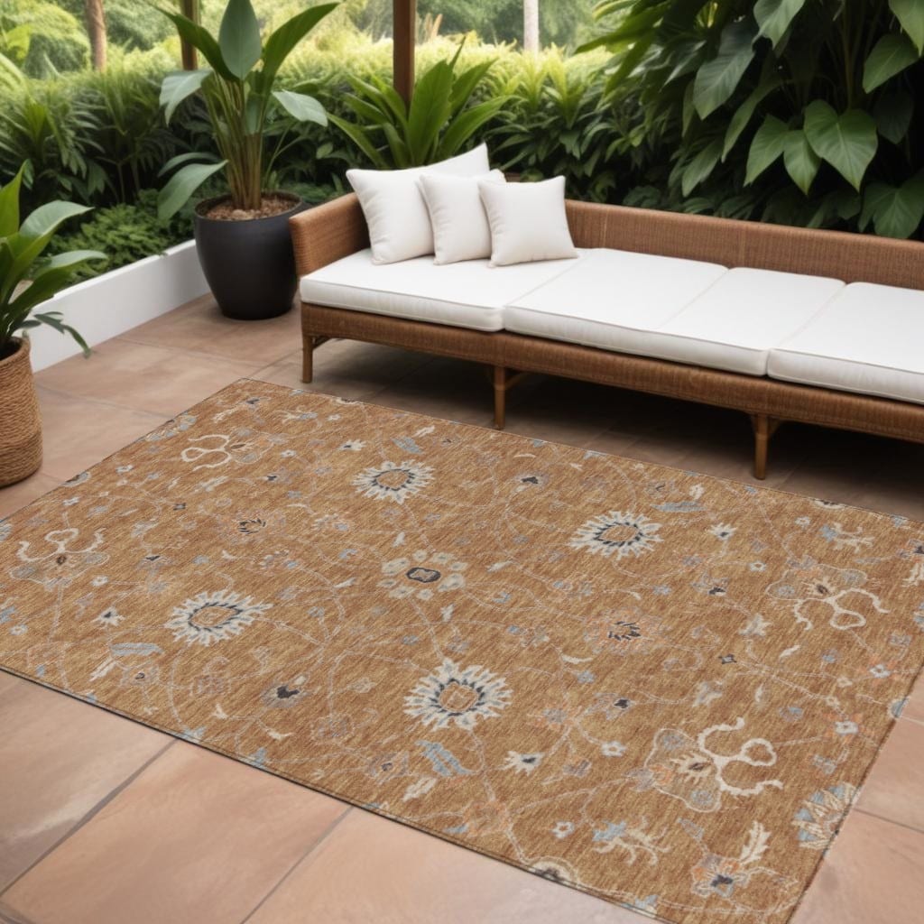 HomeRoots Floral Traditional Rectangle Outdoor Rug