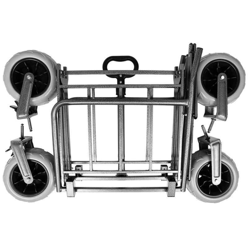 3-in-1 Folding Wagon Cart with Bench & 9″×4″ Beach Tires