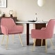 preview thumbnail 2 of 5, Velvet Modern Tufted Vanity Chairs with Gold Metal Legs, Upholstered Accent Armchair, Pink,Set of 2,