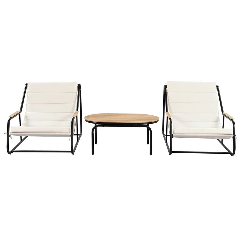 3-Piece Chaise Set, Adjustable with Wheels and Tables for Pool, Patio