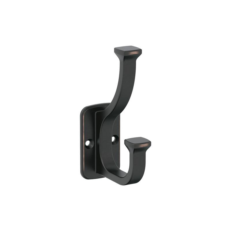 Amerock Alder Double Prong Decorative Wall Hook - Oil Rubbed Bronze