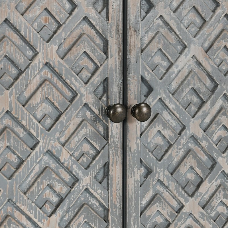 Classic Home Jonas 6-Door Antique Blue Sideboard Buffet - 103Wx19Dx36H