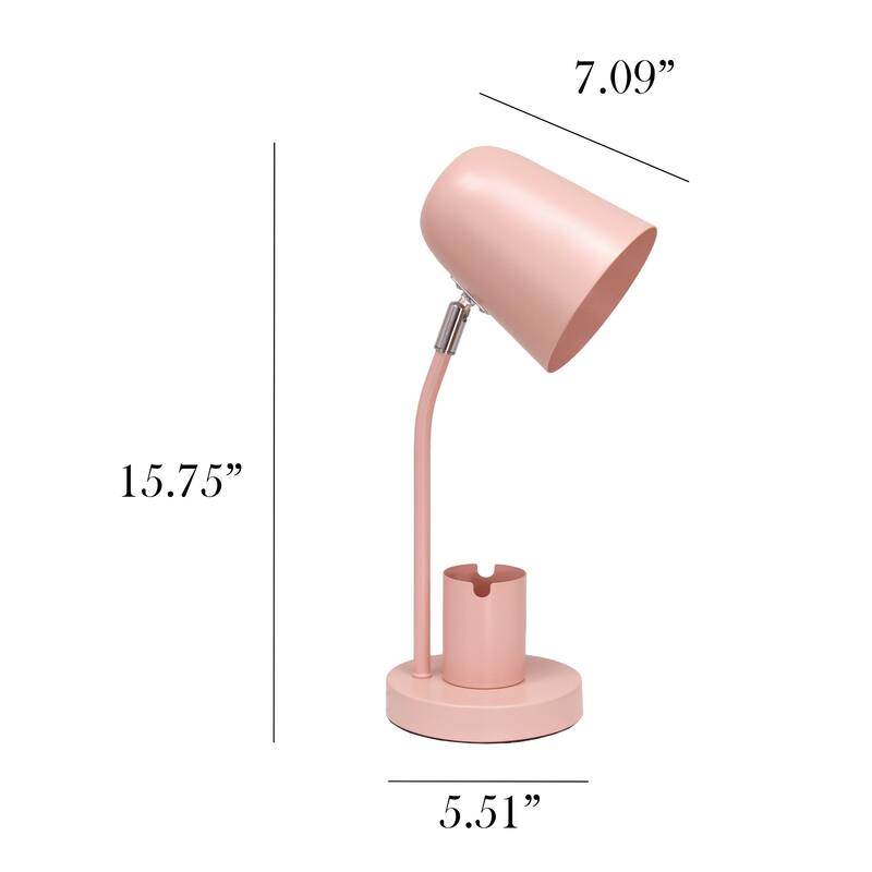 Adjustable Gooseneck Desk Lamp with Metal Shade - 15.75" - Blush Pink