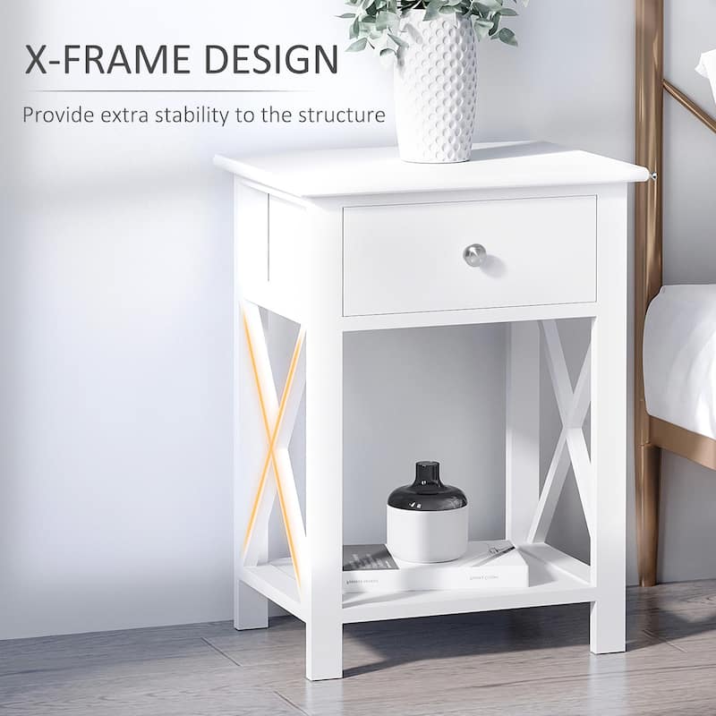 HomCom Wood X-side End Table - 15.5"L X 12"W X 22"H