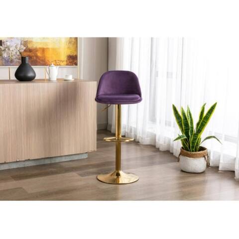 Bar Stools with Back and Footrest Counter Height Dining Chairs in Purple
