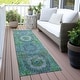 preview thumbnail 95 of 101, Machine Washable Indoor/Outdoor Boho Global Chantille Rug Teal - 2'3" x 7'6"