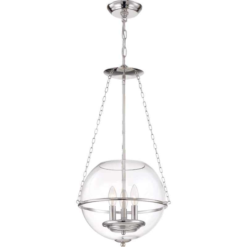 Odyssey 3-Light Pendant Fixture Polished Nickel with Clear Glass - N/A