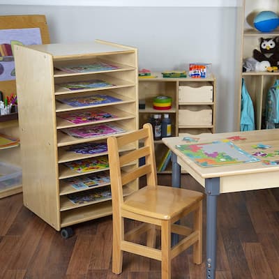 Contender Wooden Puzzle Organizer with Removabke Shelves, 8 Tier Adjustable Shelves Office Storage Unit (Assembled)