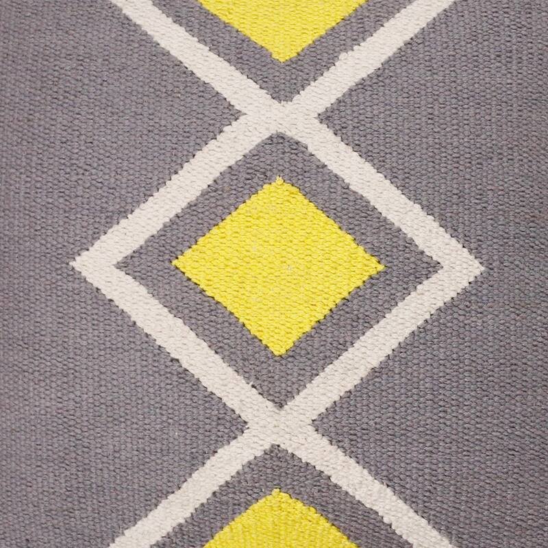 Handwoven Diamond Cotton Throw Pillow Cover - 20" - Gray and Yellow